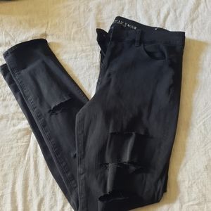 Size 14 XL American Eagle NWOT Black Distressed Denim